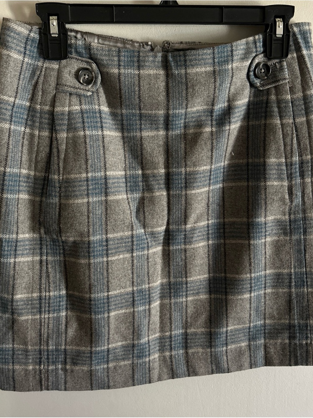 Banana Republic Gray Plaid Mini Skirt with Blue Stripe